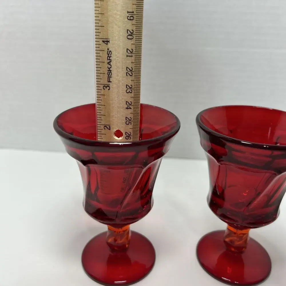 Vtg Fostoria Glass Jamestown Ruby Red Wine 4.5